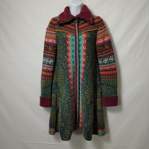 IVKO Wool Floral Full Zip Jacket Womens 36 S/M Fair Isle Handwritten Emotions